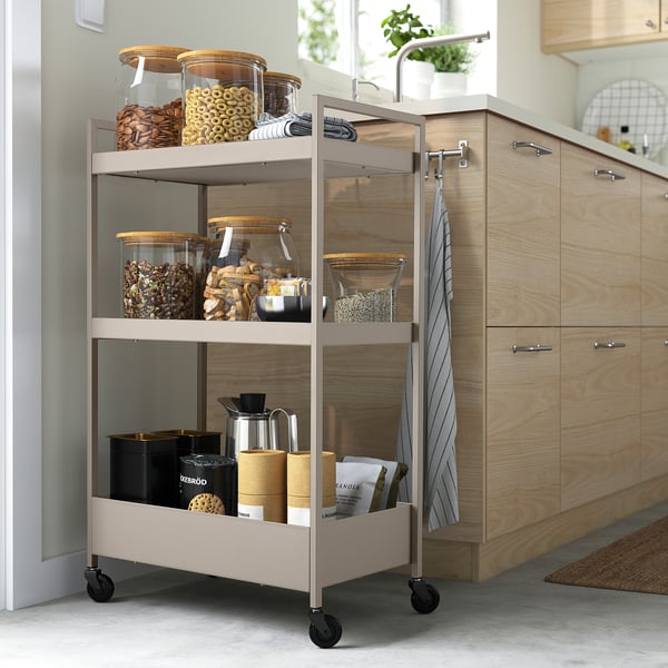 NISSAFORS trolley, beige, 50.5x30x83 cm