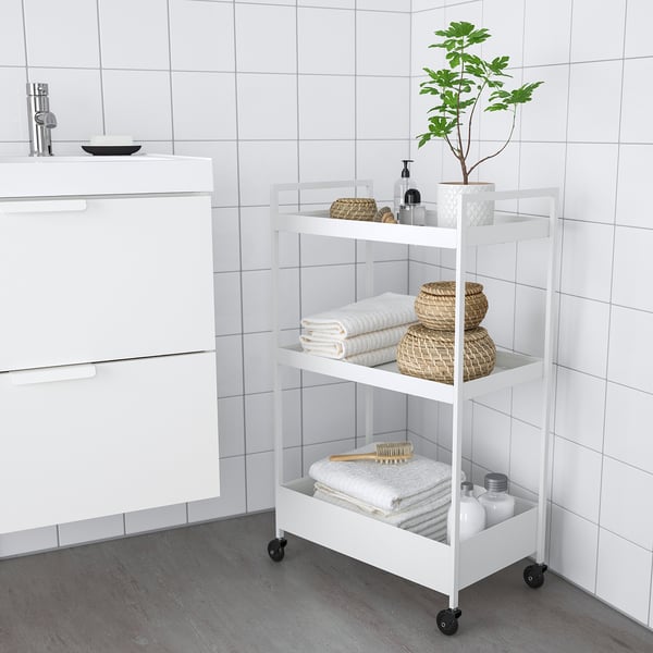 NISSAFORS trolley, white, 50.5x30x83 cm