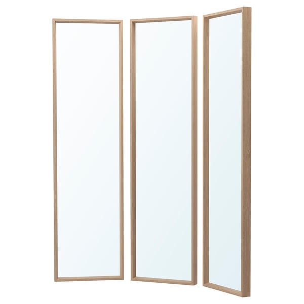 NISSEDAL mirror combination, white stained oak effect, 130x150 cm