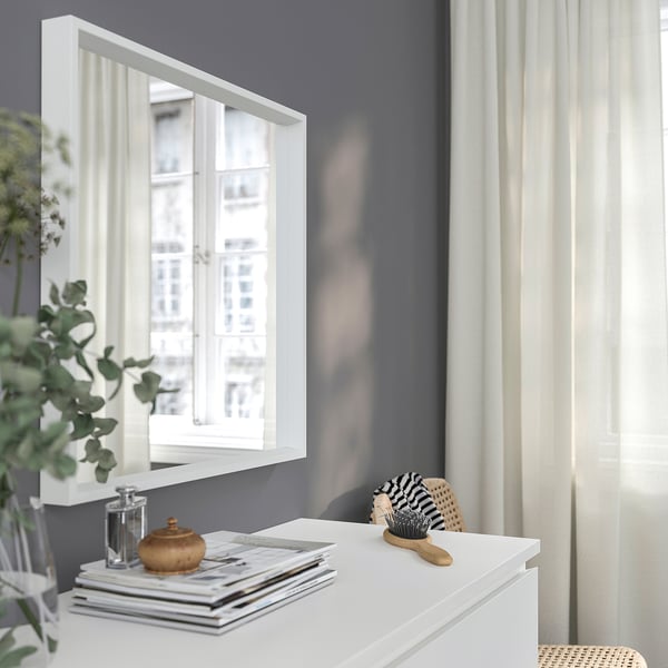 NISSEDAL mirror, white, 65x65 cm