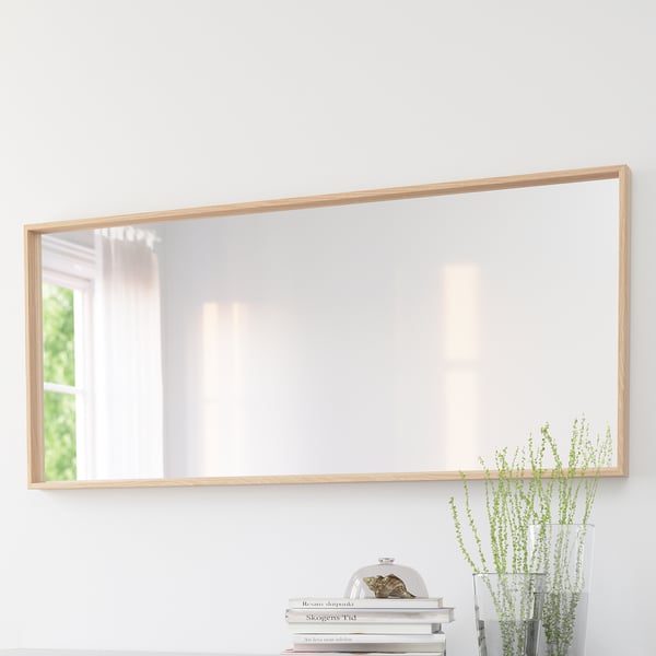 NISSEDAL mirror, white stained oak effect, 65x150 cm