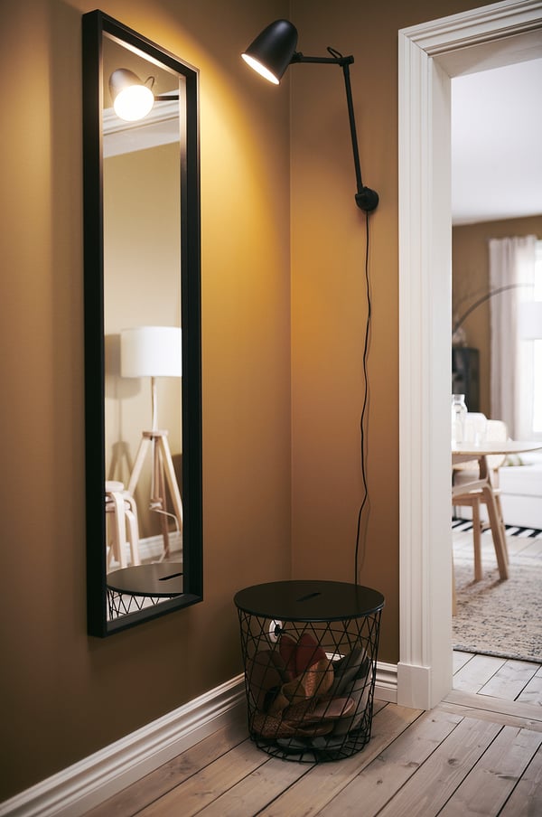 NISSEDAL mirror, black, 40x150 cm