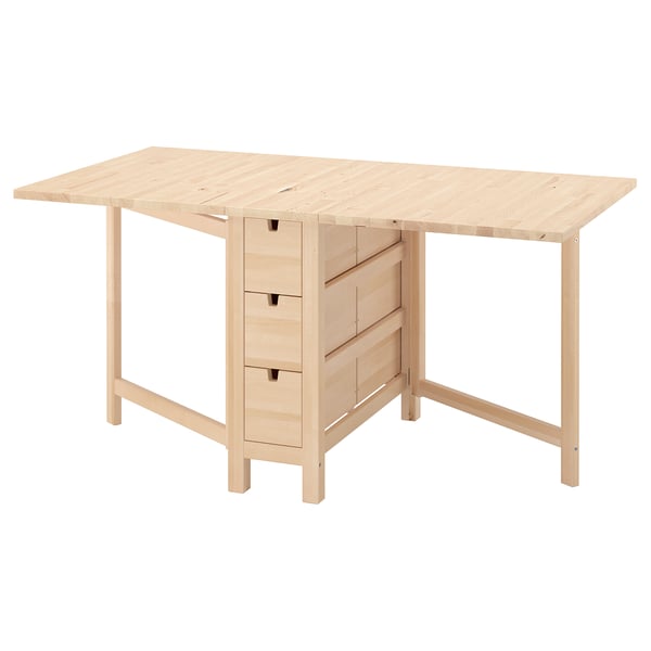 NORDEN gateleg table, birch, 26/89/152x80 cm