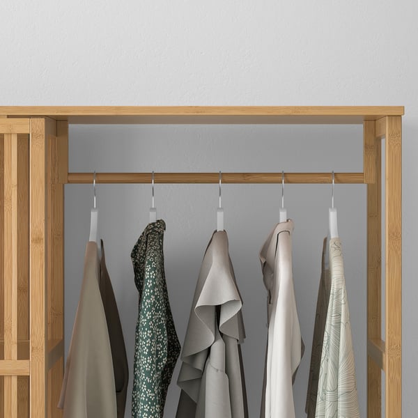 NORDKISA open wardrobe with sliding door, bamboo, 120x186 cm