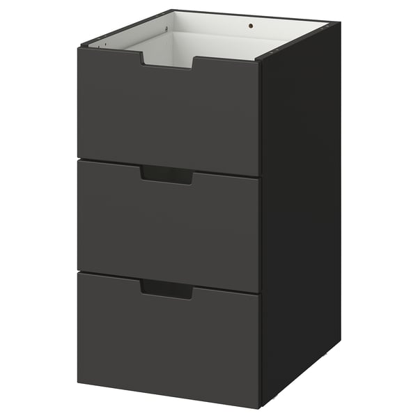 NORDLI modular chest of 3 drawers, anthracite, 40x68 cm