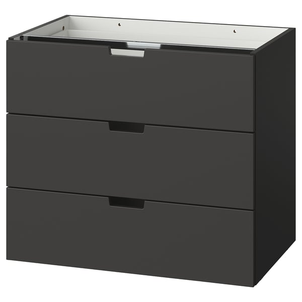 NORDLI modular chest of 3 drawers, anthracite, 80x68 cm