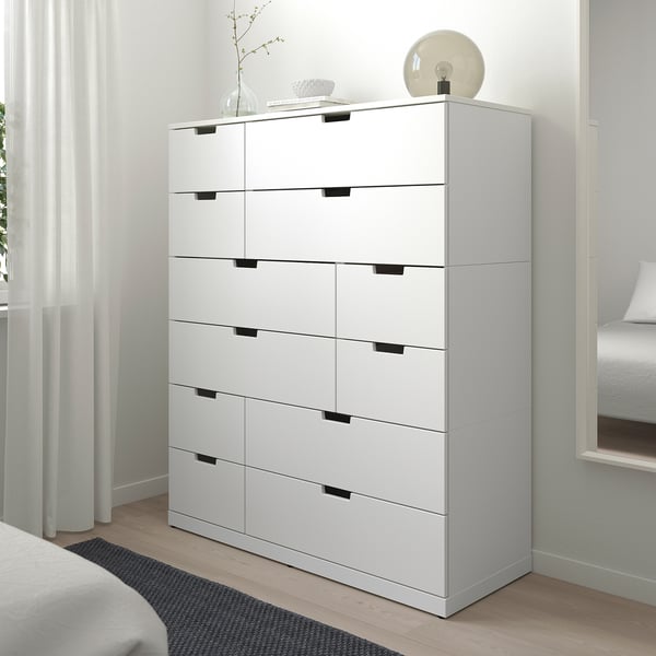 NORDLI chest of 12 drawers, white, 120x145 cm