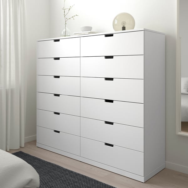 NORDLI chest of 12 drawers, white, 160x145 cm