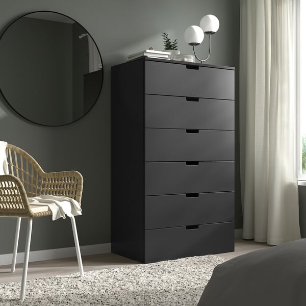 NORDLI chest of 6 drawers, anthracite, 80x145 cm