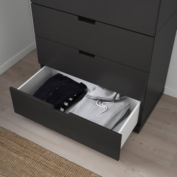NORDLI chest of 6 drawers, anthracite, 80x145 cm