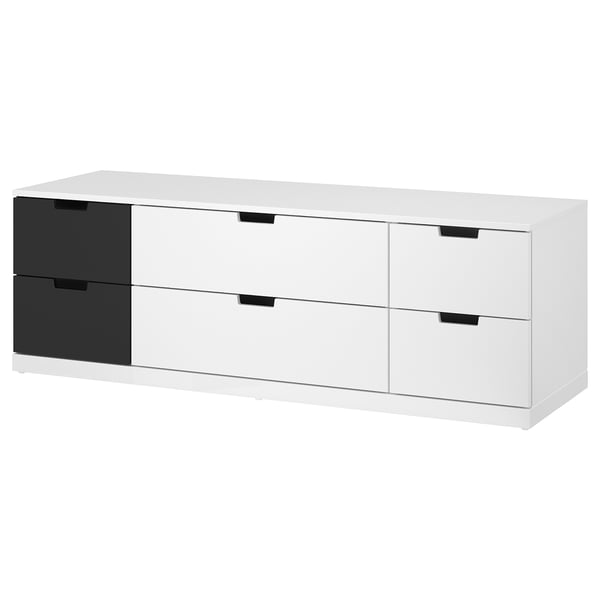 NORDLI chest of 6 drawers, white/anthracite, 160x54 cm