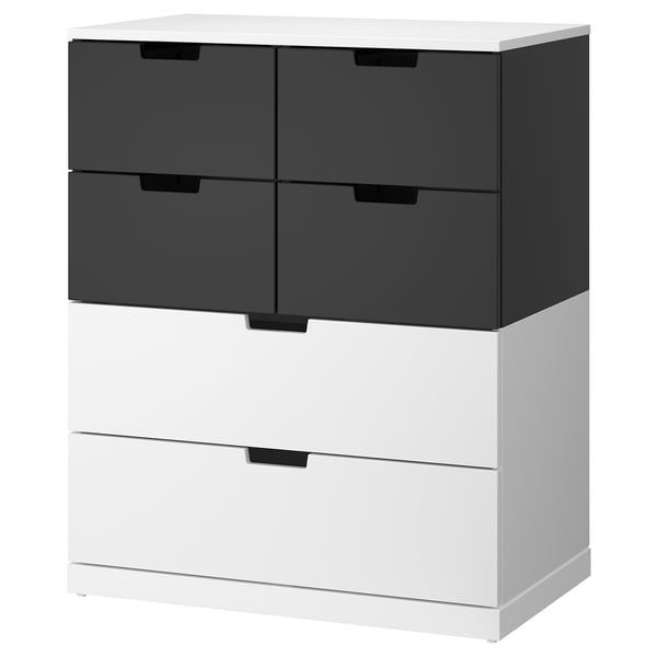 NORDLI chest of 6 drawers, white/anthracite, 80x99 cm