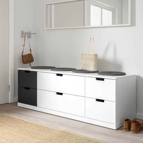 NORDLI chest of 6 drawers, white/anthracite, 160x54 cm