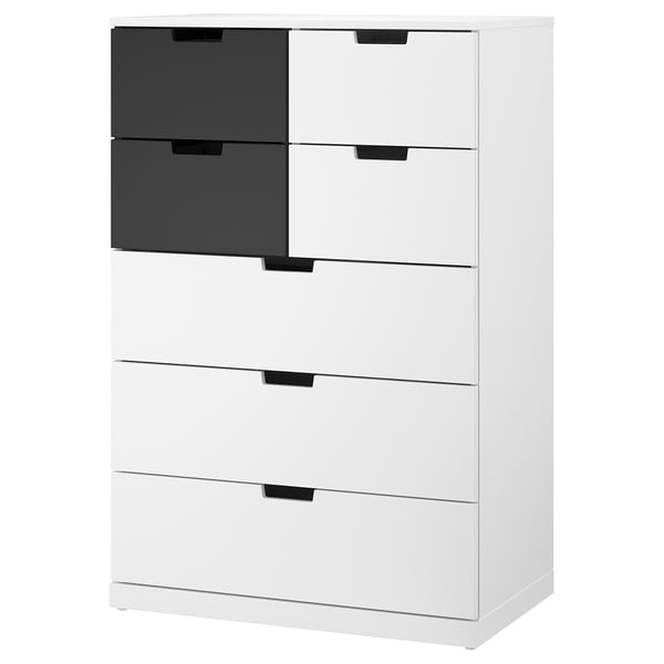 NORDLI chest of 7 drawers, white/anthracite, 80x122 cm