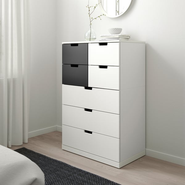 NORDLI chest of 7 drawers, white/anthracite, 80x122 cm
