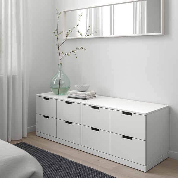 NORDLI chest of 8 drawers, white, 160x54 cm