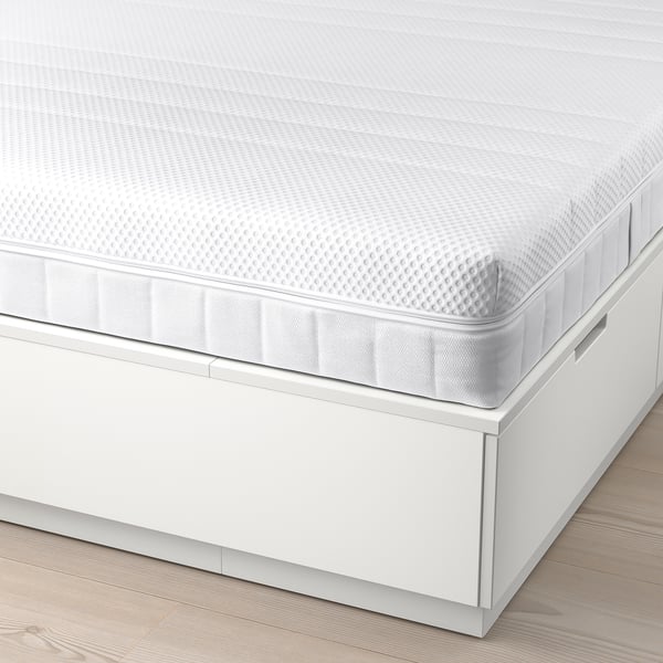 NORDLI bed frame with storage and mattress, with headboard white/Åkrehamn medium firm, 160x200 cm