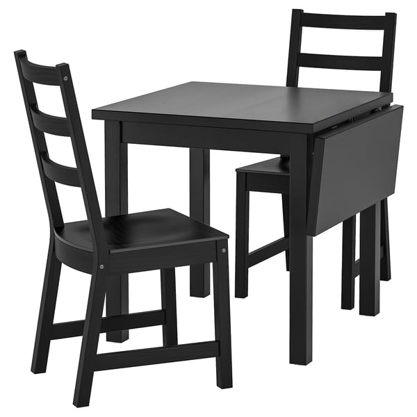 NORDVIKEN / NORDVIKEN table and 2 chairs, black/black, 74/104x74 cm