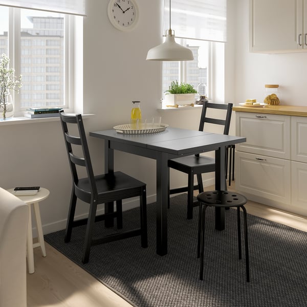 NORDVIKEN / NORDVIKEN table and 2 chairs, black/black, 74/104x74 cm