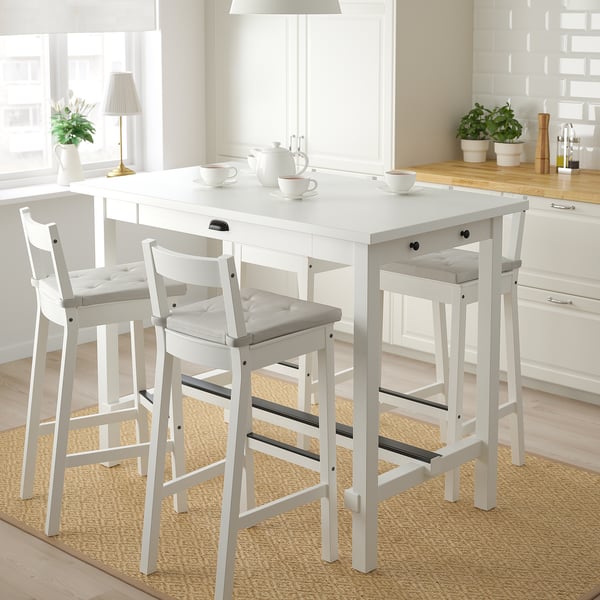 NORDVIKEN / NORDVIKEN bar table and 4 bar stools, white/white