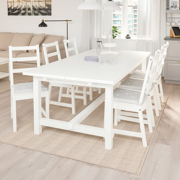 NORDVIKEN / NORDVIKEN table and 6 chairs, white/white, 210/289x105 cm