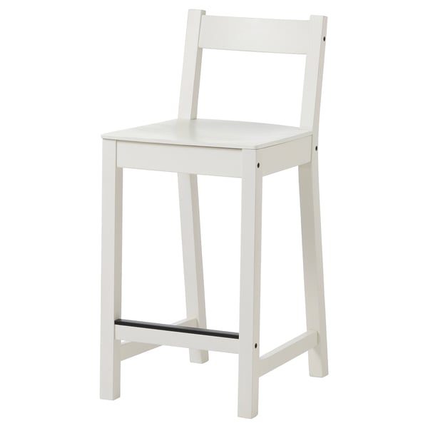 NORDVIKEN bar stool with backrest, counter height/white, 62 cm
