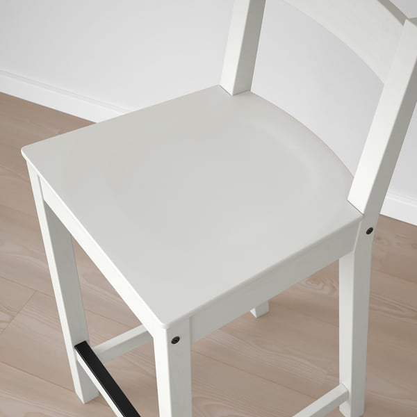 NORDVIKEN bar stool with backrest, counter height/white, 62 cm