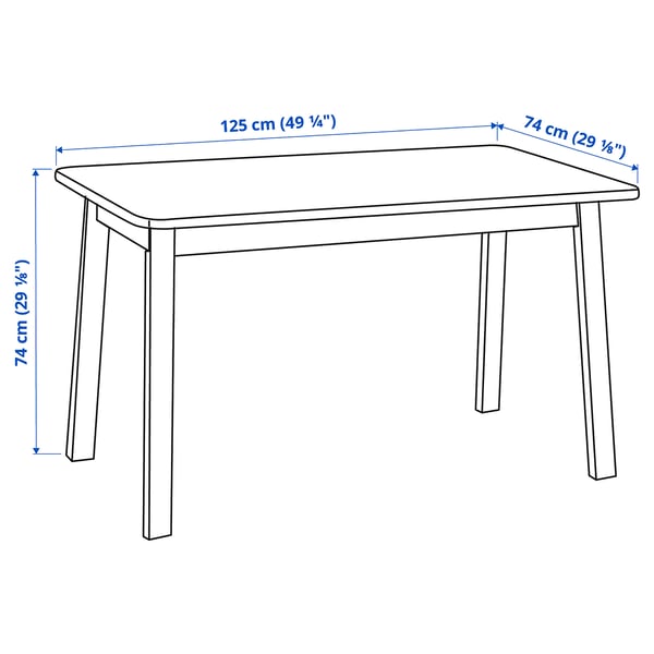 NORRÅKER table, birch, 125x74 cm