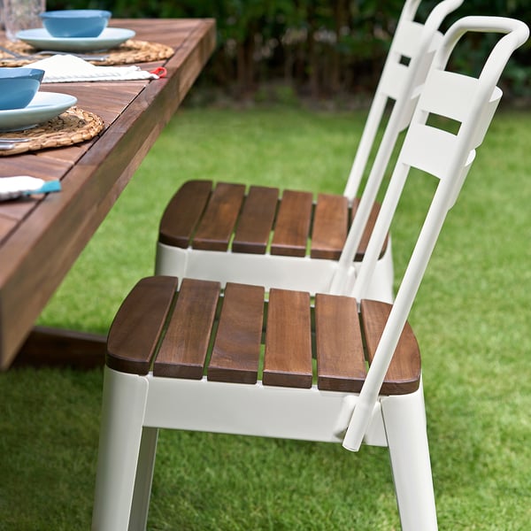 NORRMANSÖ chair, outdoor, in/outdoor beige/acacia, 43x83x52 cm