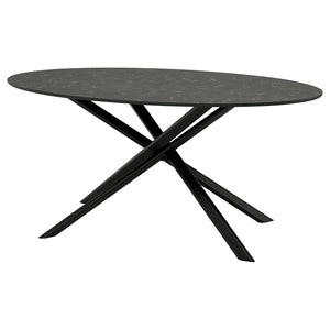 NORRMJÖLE table, black marble effect/black, 170x97 cm