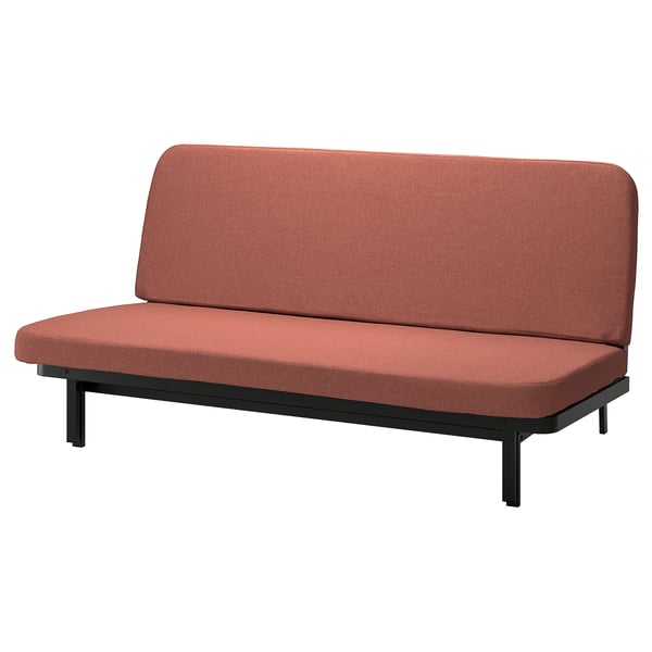 NYHAMN 3-seat sofa-bed, with pocket spring mattress/Skartofta red/brown, 200x140 cm