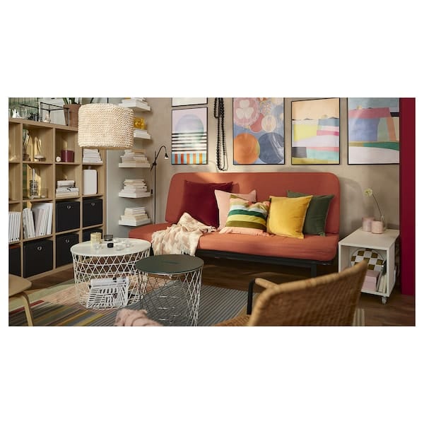 Ikea NYHAMN - 3-seater sofa bed, with spring mattress/Skartofta red/brown