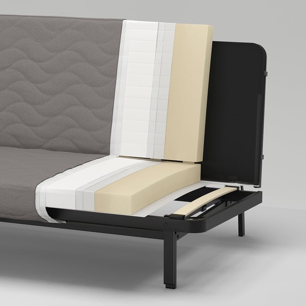 NYHAMN 3-seat sofa-bed, with foam mattress Naggen/dark grey, 200x140 cm