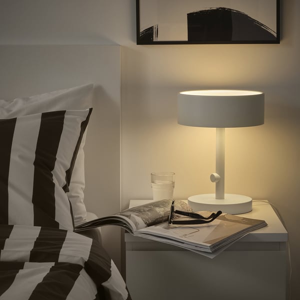 NYMÅNE table lamp, white, 33 cm