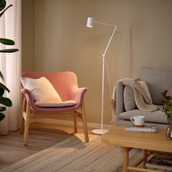 NYMÅNE floor/reading lamp, white, 7 cm