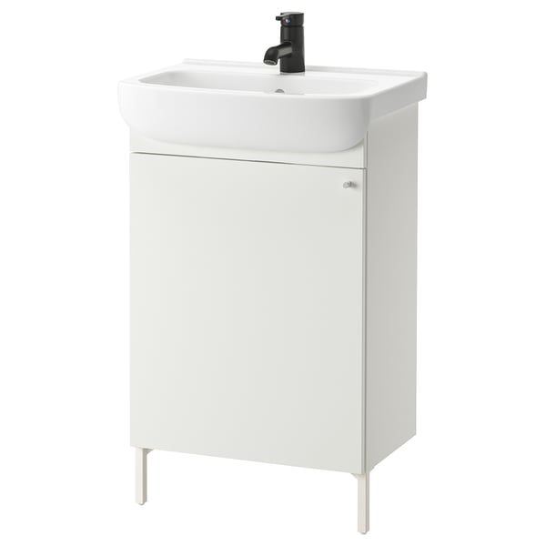 NYSJÖN / BJÖRKÅN wash-stnd w door/wash-basin/tap, white, 54x40x98 cm