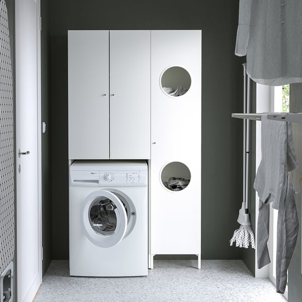 NYSJÖN storage combination for laundry, white, 105x32x190 cm