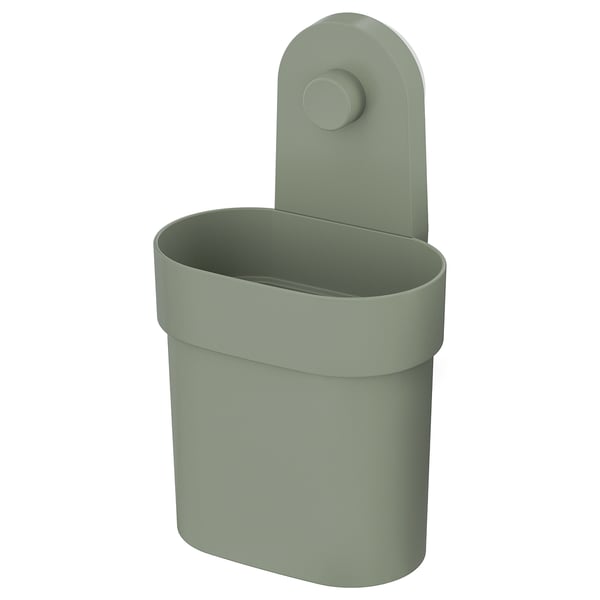 ÖBONÄS container with suction cup, grey-green, 12.9x21.8x10 cm