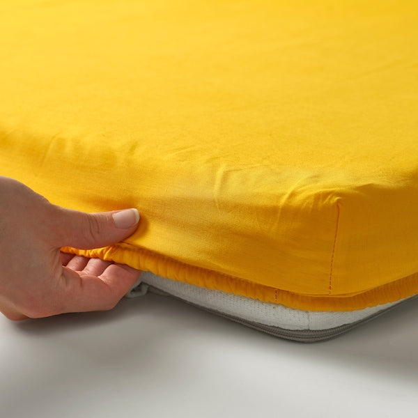 ÖGONLOCKSMAL 3-piece bedlinen set for cot, flower white/yellow, 60x120 cm