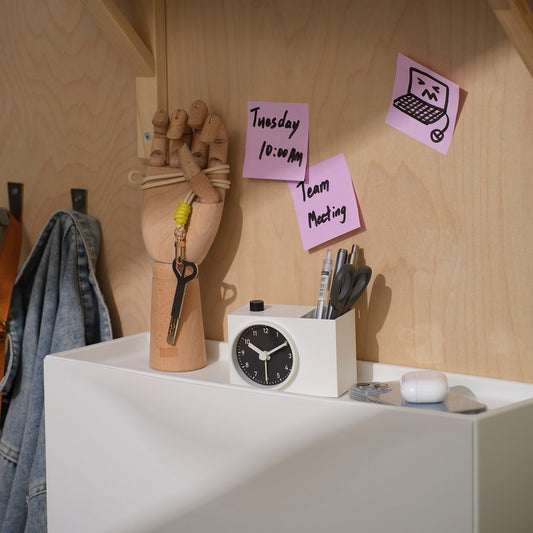 ÖKENMARSVIN alarm clock, white, 11x6x9 cm