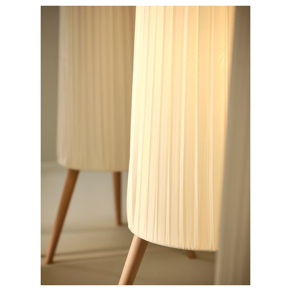 ÖKENSAND floor lamp, beech/white, 35 cm