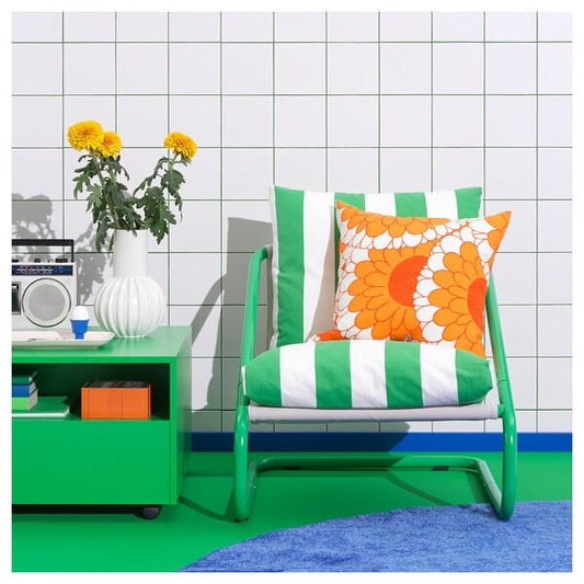 Ikea ÖNNESTAD - Armchair cushion set, green/white/Radbyn