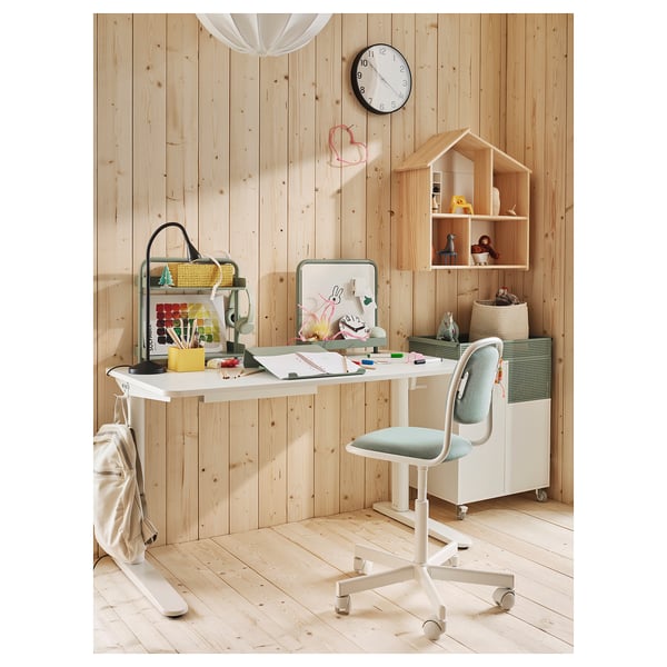 ÖRFJÄLL children's desk chair, white/Vissle light green, 39x83x53 cm