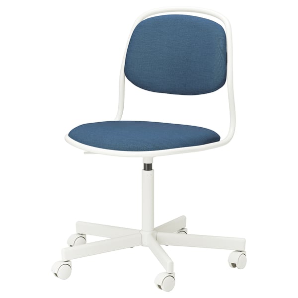 ÖRFJÄLL swivel chair, white/Vissle dark blue, 49x82x68 cm