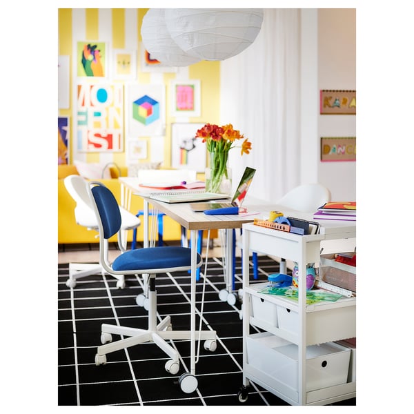 ÖRFJÄLL swivel chair, white/Vissle dark blue, 49x82x68 cm