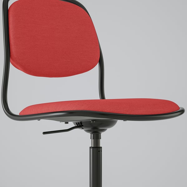 ÖRFJÄLL swivel chair, black/Vissle red, 49x82x68 cm