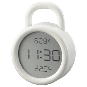 ÖRNVRÅK clock with hygro-/thermometer, white, 8x3 cm