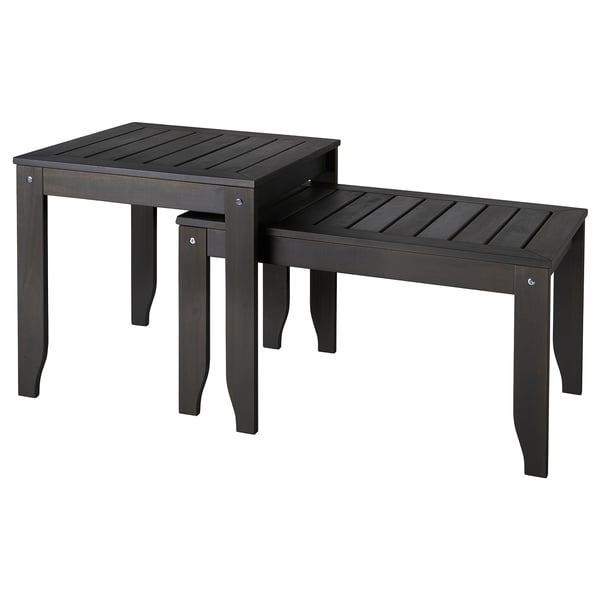 ÖRSKÄR nest of tables, set of 2, in/outdoor dark grey, 70x43 cm