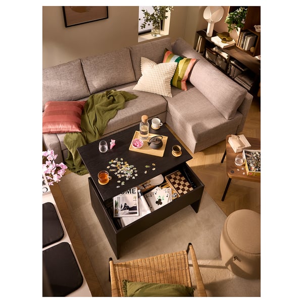 ÖSTAVALL adjustable coffee table, black, 90 cm