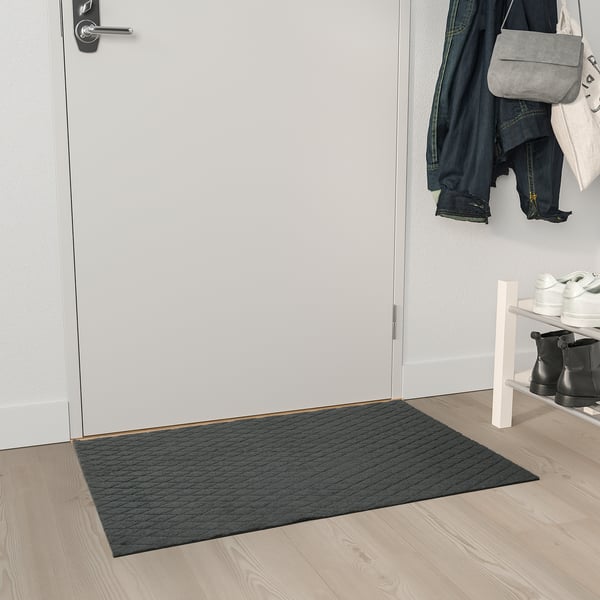 ÖSTERILD door mat, indoor, dark grey, 60x90 cm